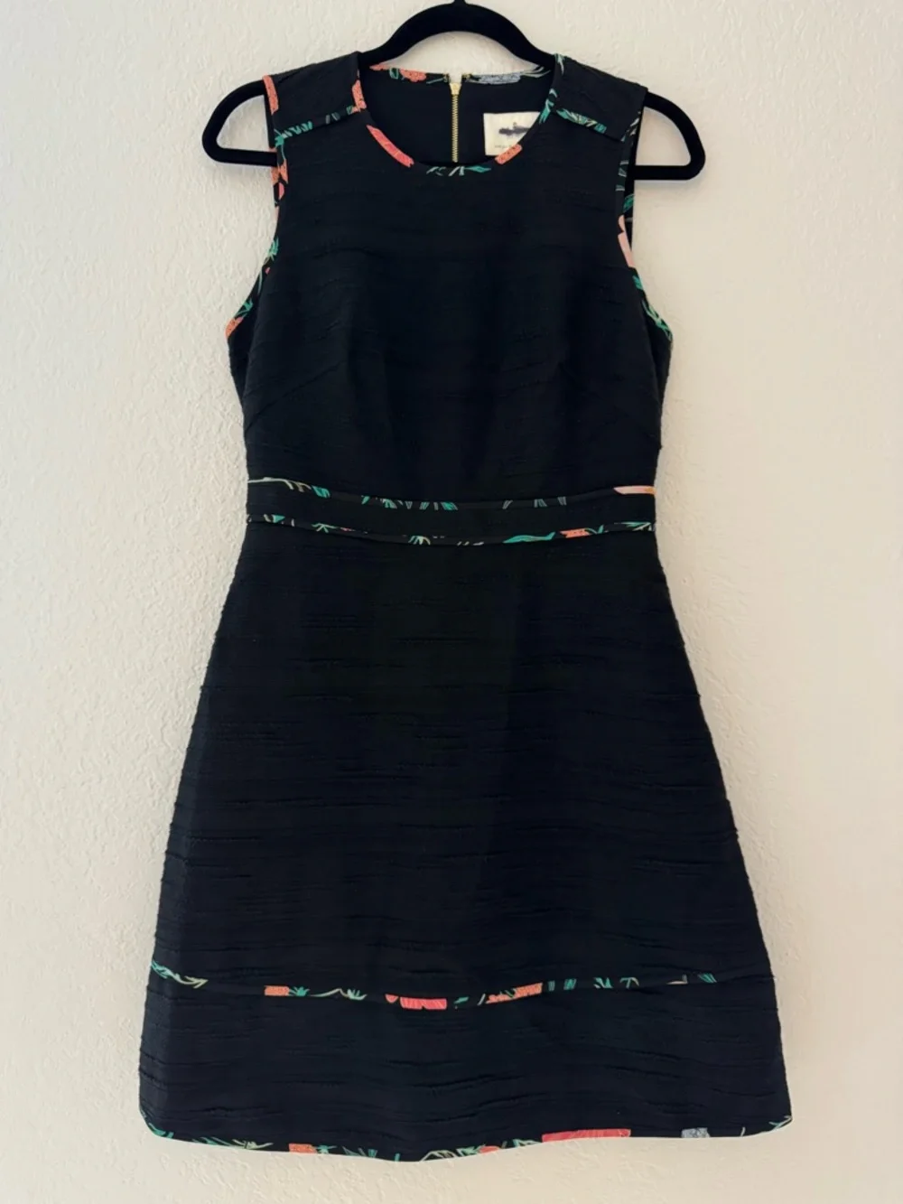 kate spade Black Mini Dress with Floral Trim